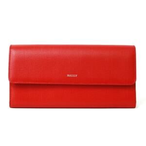 Bally Women's Red Leather Logo Flap Continental Wallet